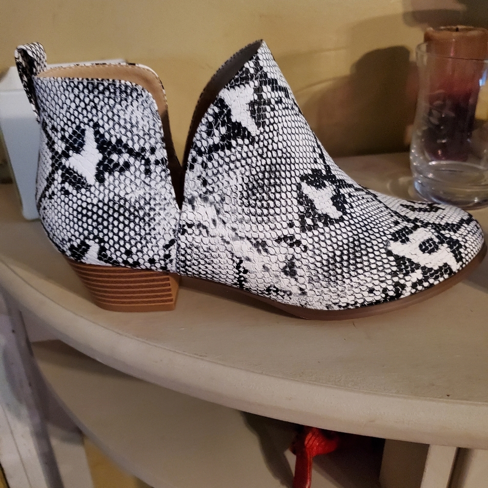 New snakeskin booties